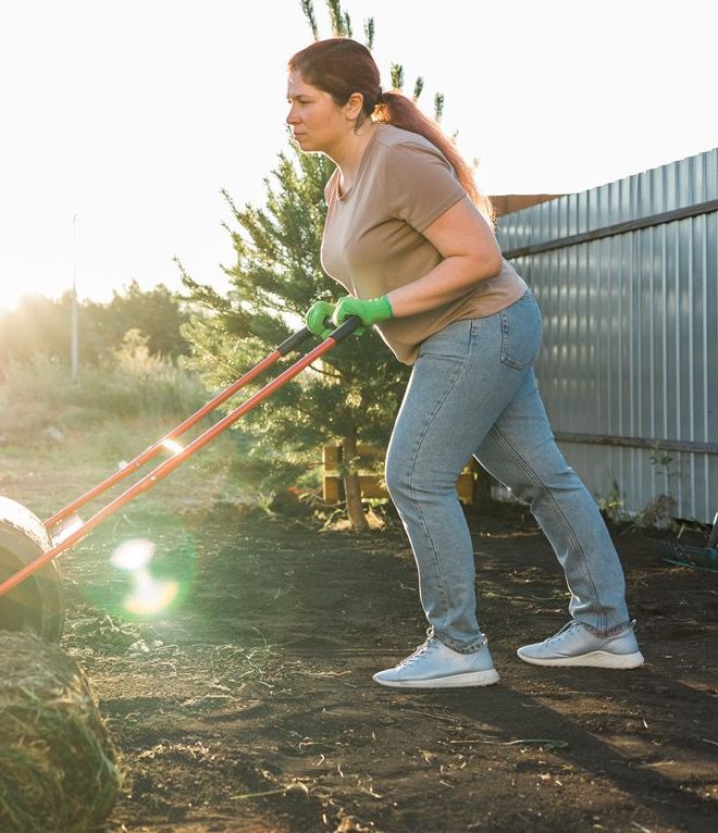 A woman landscaping