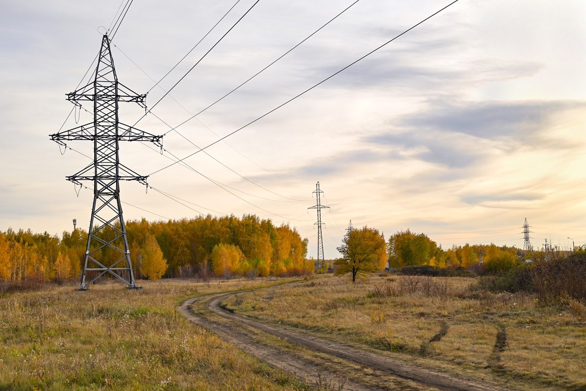 Powerlines running over land